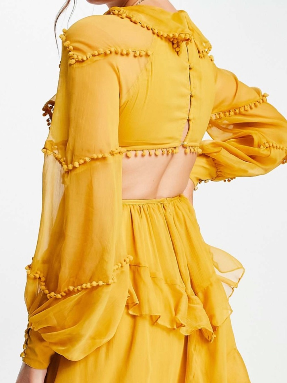 ASOS Golden Yellow Ruffle Mini Dress - Picture 2 of 6